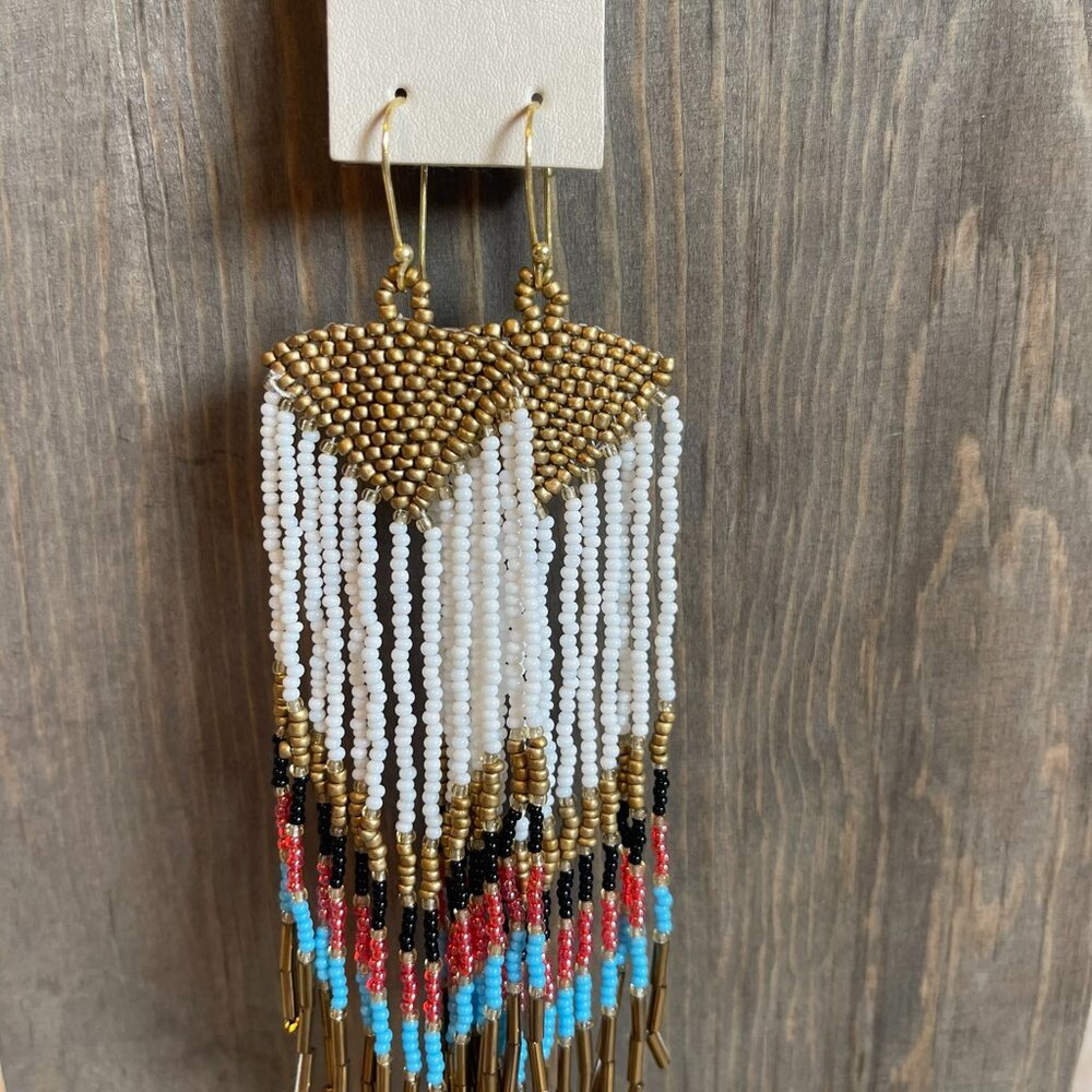 Leslie Curtis Noya Earrings 5" Beaded